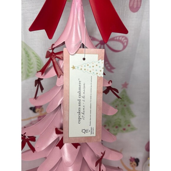 Cupcakes and Cashmere Metal Pink Christmas Tree with Red Bows - Picture 5 of 5